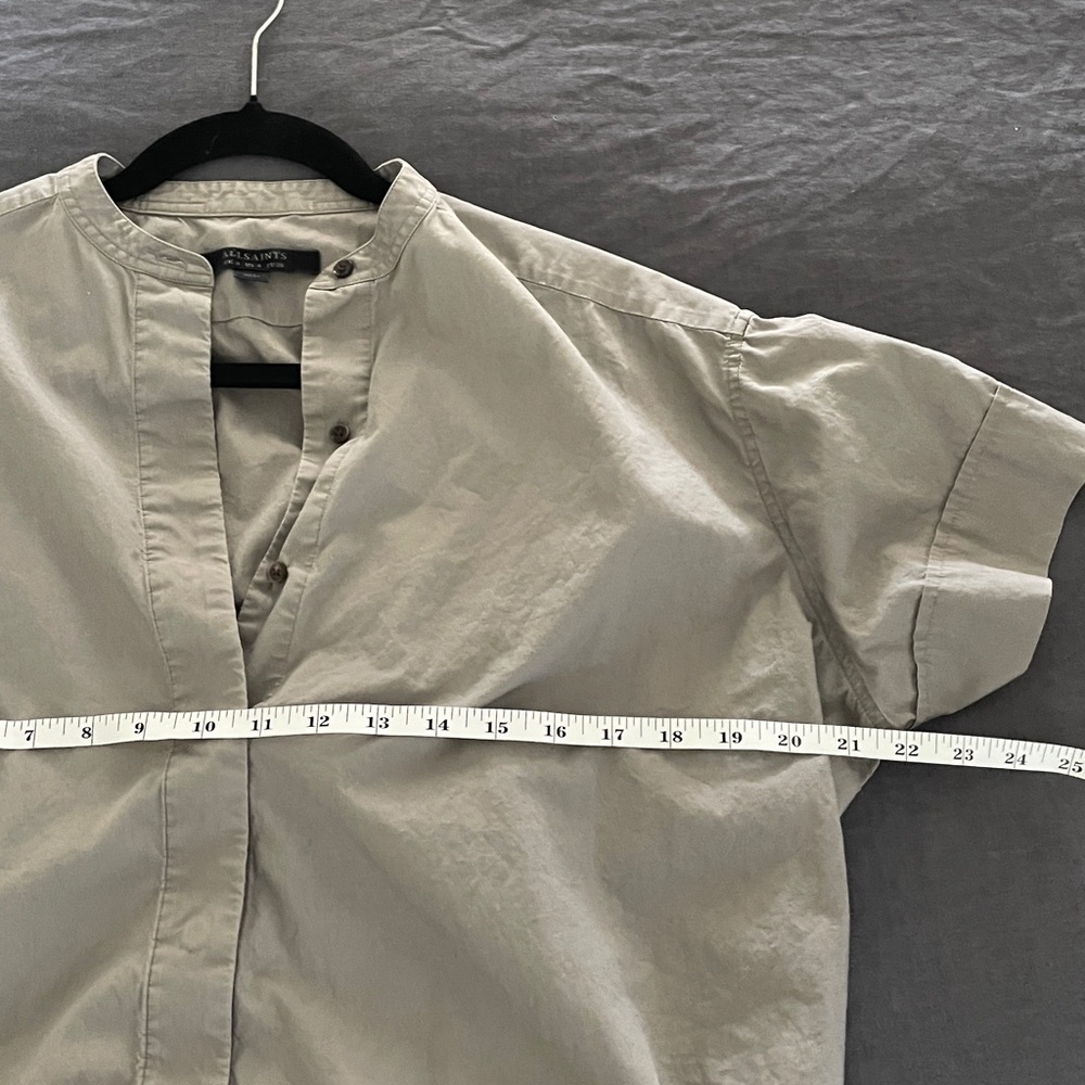 All Saints Alexa shirt taupe shift dress US 4 oversized fits S M minimalistic - Picture 10 of 11